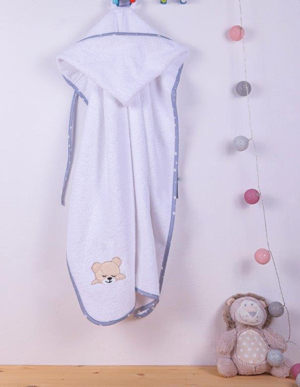 Κάπα Μπεμπέ 75x80εκ. Sleeping Bear Cub 10 Dimcol (Ύφασμα: Βαμβάκι 100%, Χρώμα: Λευκό) - DimCol - 1210013601701018